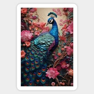 Peacock in a Flower Garden Sticker